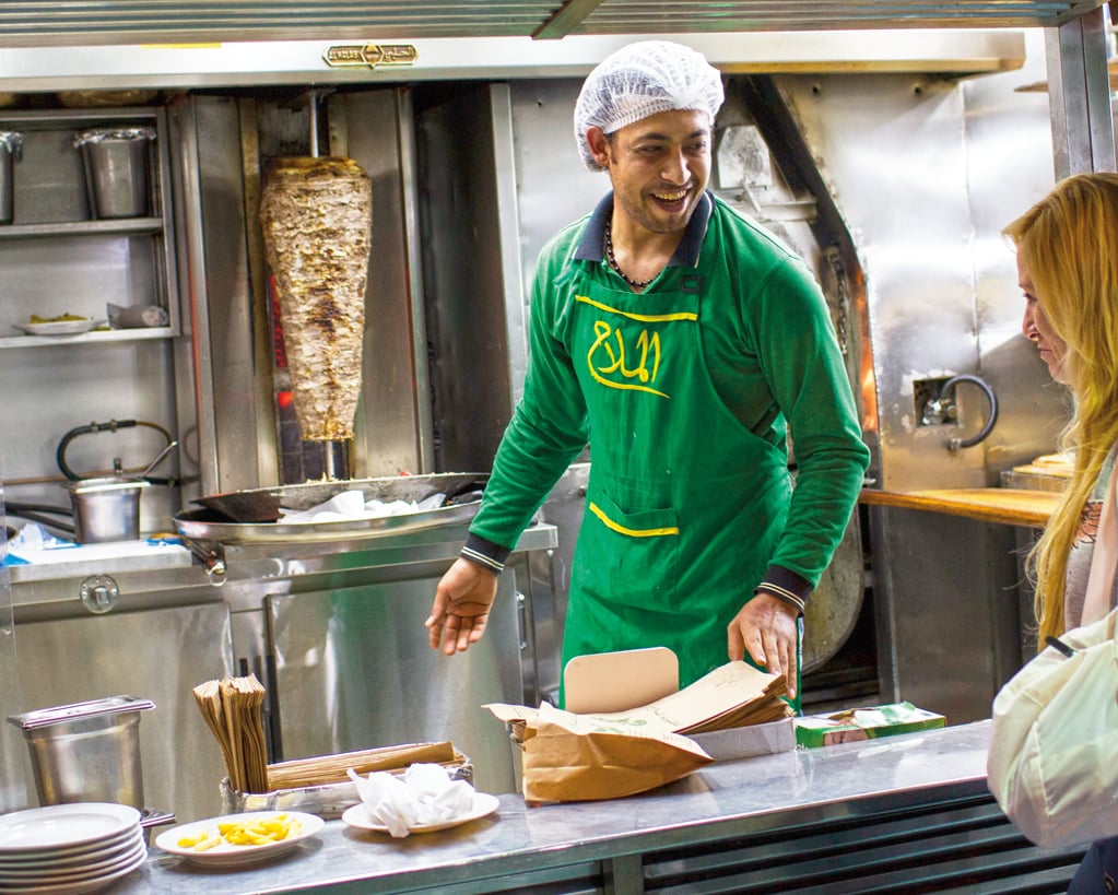Al Mallah is popular along the 2nd of December Street for shawarma and other Lebanese specialties.