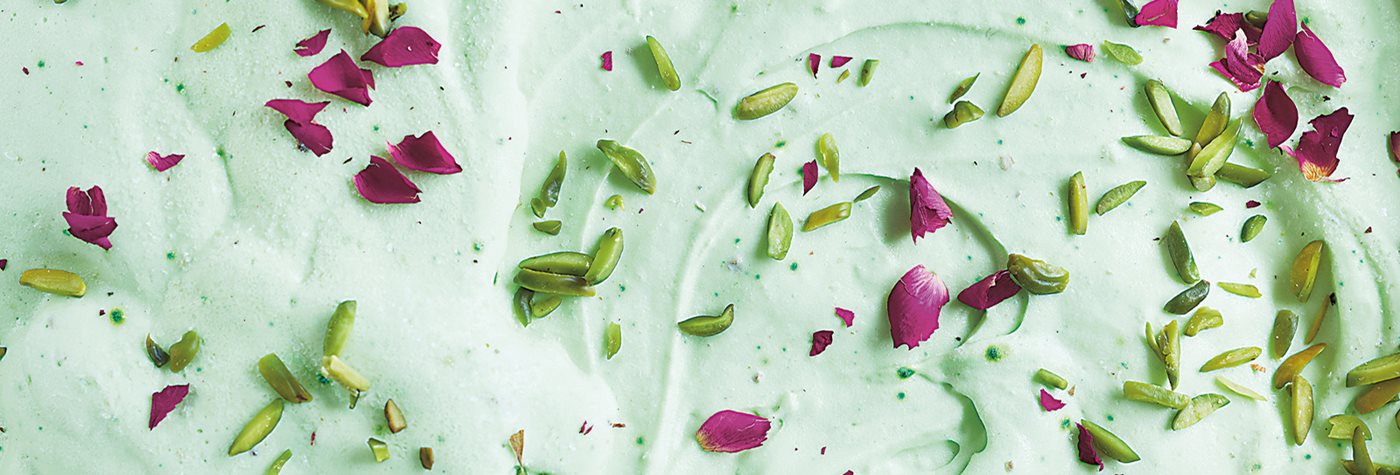 Flavors: Shir Yakheh Gulab (Rose and Pistachio Ice Cream)