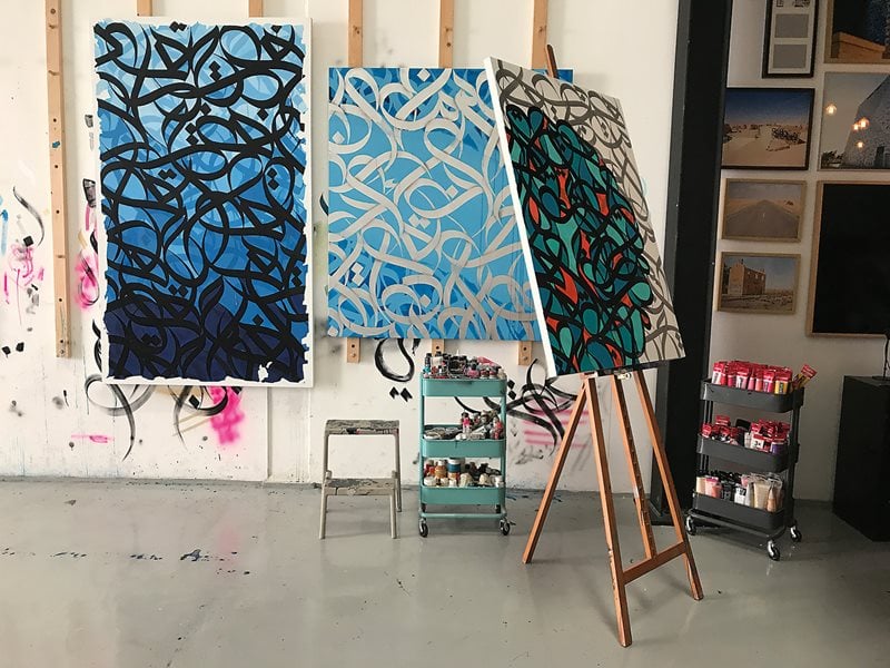 Street artist and “calligraffiti” painter eL Seed opened his studio here four years ago. 