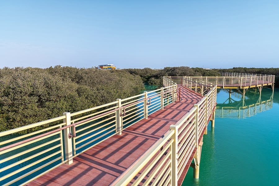 <strong>Above and below right</strong>: Connecting the environment, conservation, education, research and innovation together on 64 square kilometers of wetlands, Aramco, the energy and chemicals company of Saudi Arabia, built Mangrove Eco-Park, the country&rsquo;s first such park, in Ras Tanura in 2022, to heighten the awareness of mangroves and protect and enhance biodiversity. An estimated 100,000 people annually visit the park.