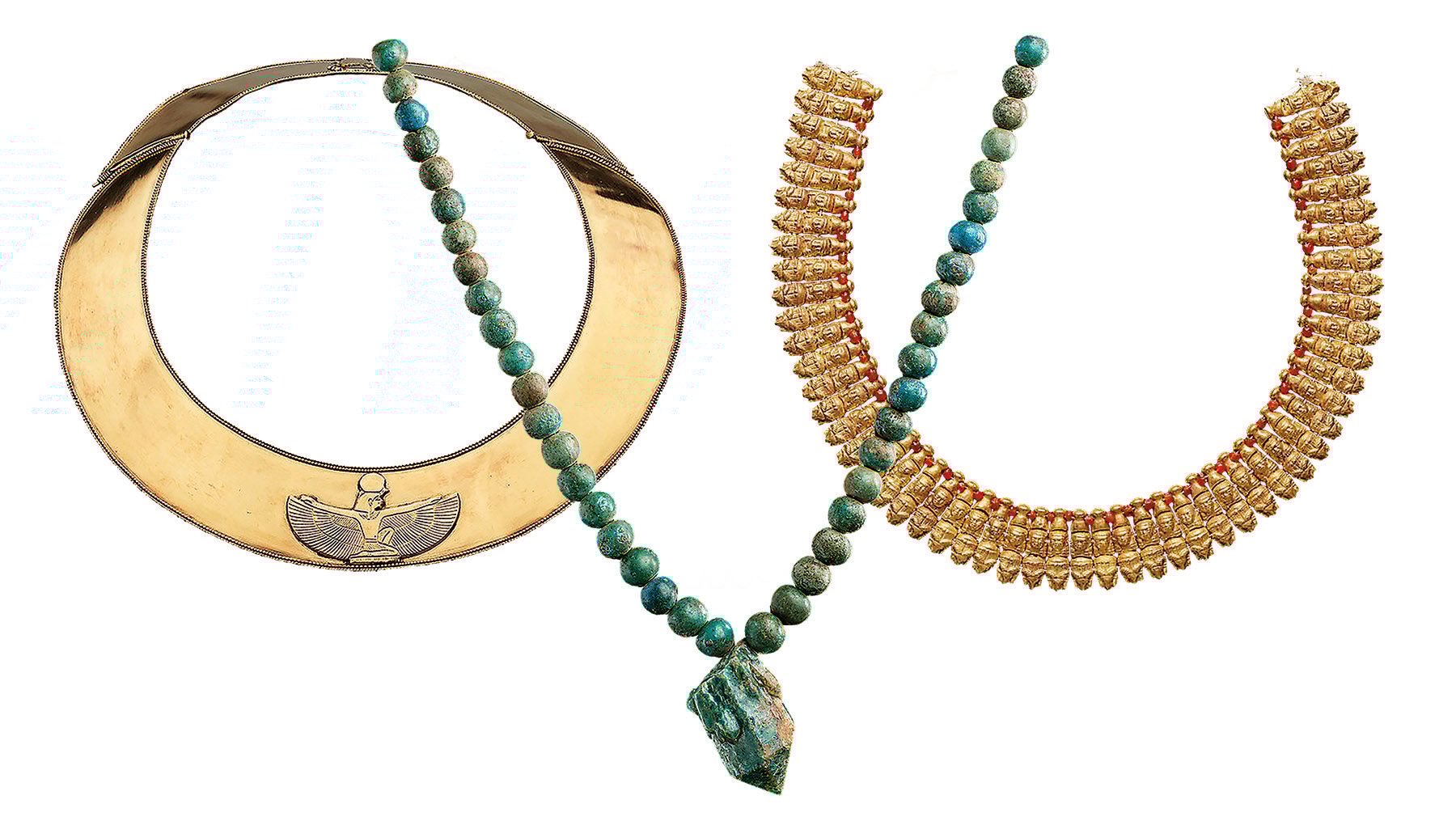 Nubian collar; A string of 63 blue faience ball beads; This necklace was made after the capital had been moved from Napata to Meroë 