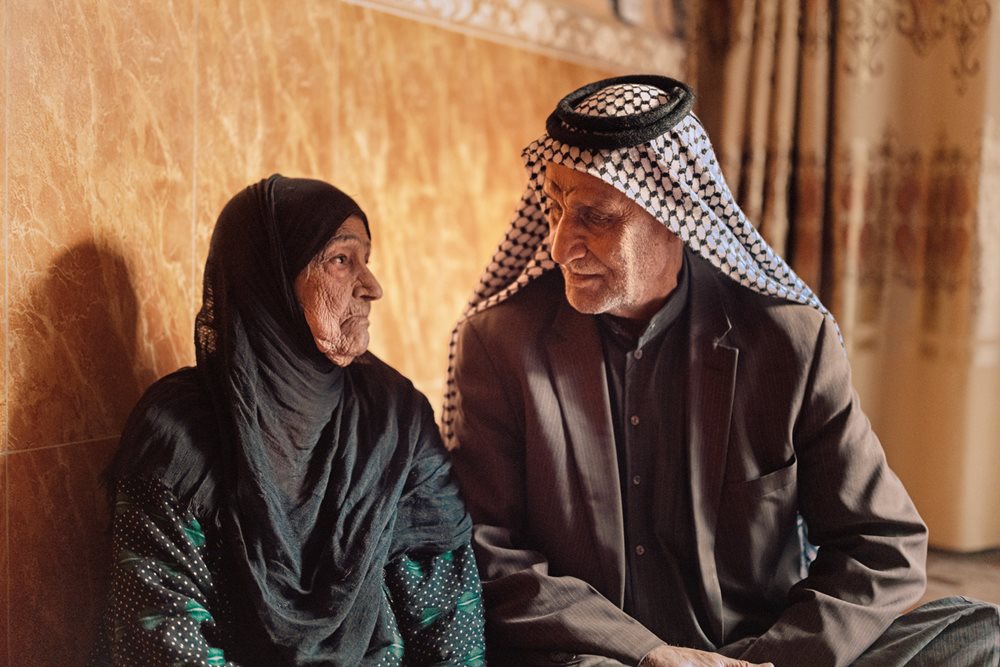 Khashiyeh Shamekh Nikhash and Bin Thuqub married in late 1958, the last year Bin Thuqub worked with Thesiger. She remembers, “when Amara set his eyes on me, I knew he wanted me.” The couple now lives with their daughter Amal and granddaughter Rusulin in a modest, two-story house in Shu‘ala, a district at the northeast edge of Baghdad. 