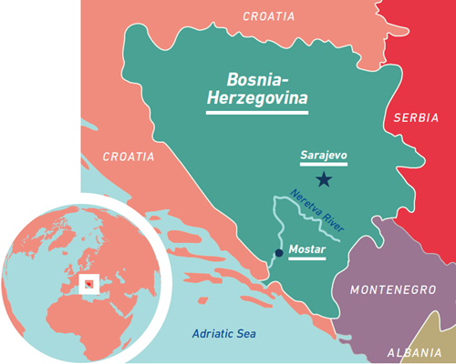 Map of Bosnia Herzegovina