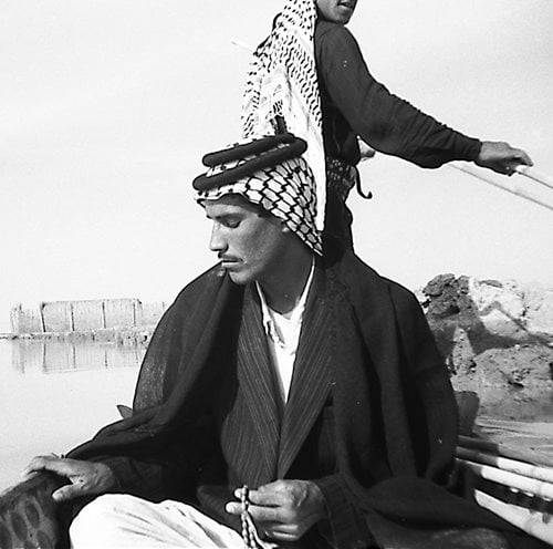 In 1956 Thesiger had paid Bin Thuqub’s “bride price” to marry. In early 1958, Bin Thuqub dressed well for this tarada journey, and this time he sat with Thesiger: Tragedy had struck when Bin Thuqub’s wife died after bearing their first child; his father had died too just weeks earlier. “I at once sensed a difference in Amara,” Thesiger wrote. “He was more mature and strangely reserved.” Bin Thuqub remarried later that year. 