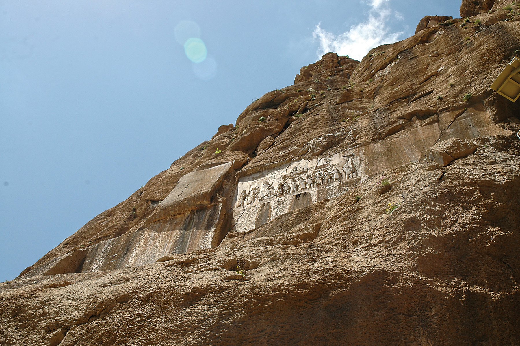 Sculpted in 521 BCE, the Behistun relief in Iran is a massive carving with more than 400 lines of inscription and huge figurines. Its size, location and visibility suggest it was used for propaganda.