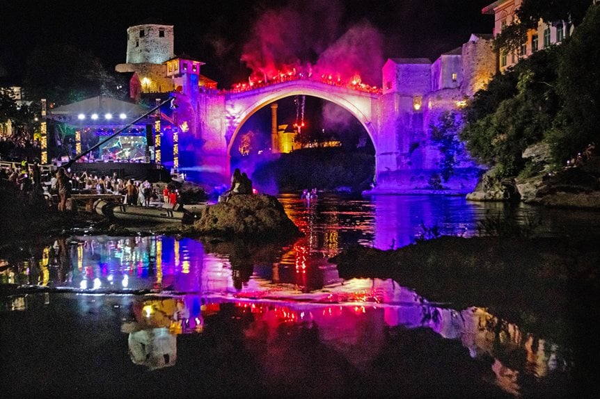 A celebration of the 20th anniversary of the reopening of the Old Bridge on July 23, 2024.