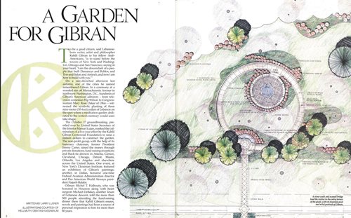 In the 1990 story “A Garden for Gibran,” contributor Larry Luxner shared the global impact of Lebanese American writer and poet Khalil Gibran through a garden in Washington, D.C., dedicated to his memory.