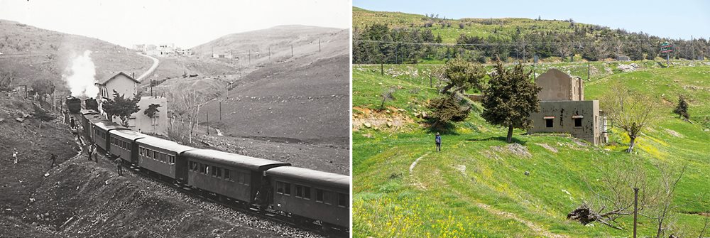 The station at Dahr el Baidar, <b>left and right</b>, was built just below the pass that lies 1,506 meters above the line&rsquo;s origin at Beirut Port.