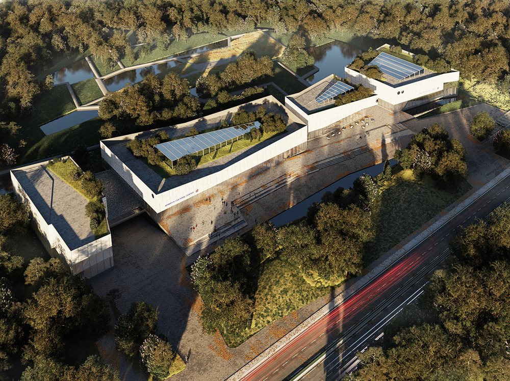 An architectural rendering shows the future home of the Chingiz Aitmatov International Foundation, for which his son, Eldar, serves as president. An internationally supported project, the center will include a school, a museum, and most importantly, it will also &ldquo;keep alive Aitmatov&rsquo;s philosophy,&rdquo; Eldar says.